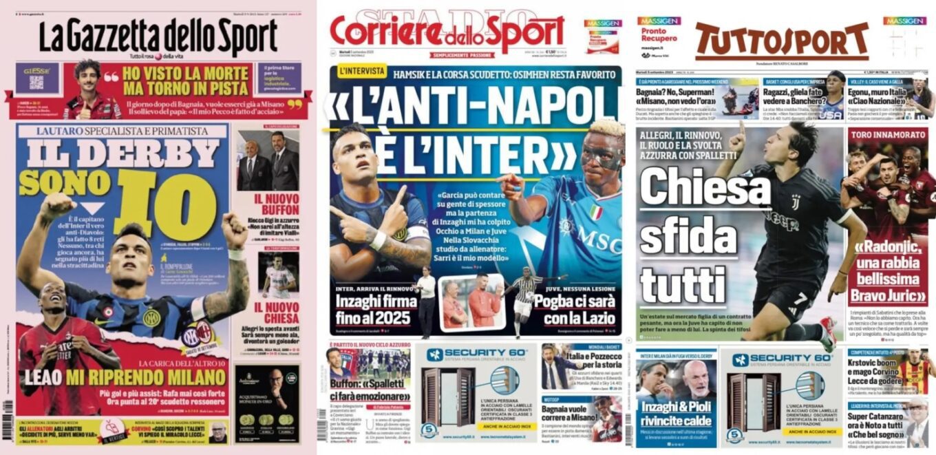 Wtorkowe Okladki Wloskiej Prasy Sportowej Inter I Milan Biegna W Kierunku Super Derbow