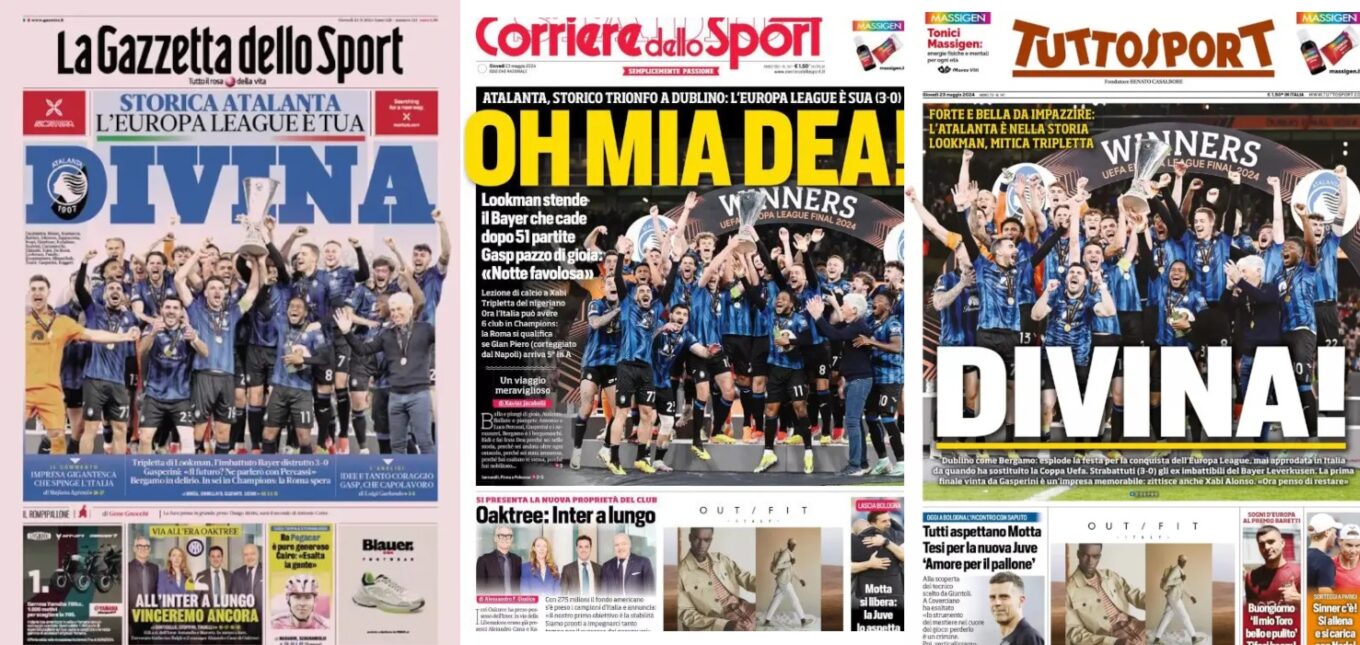 Czwartkowe okładki włoskiej prasy sportowej: O moja bogini! Atalanta wygrywa Ligę Europy