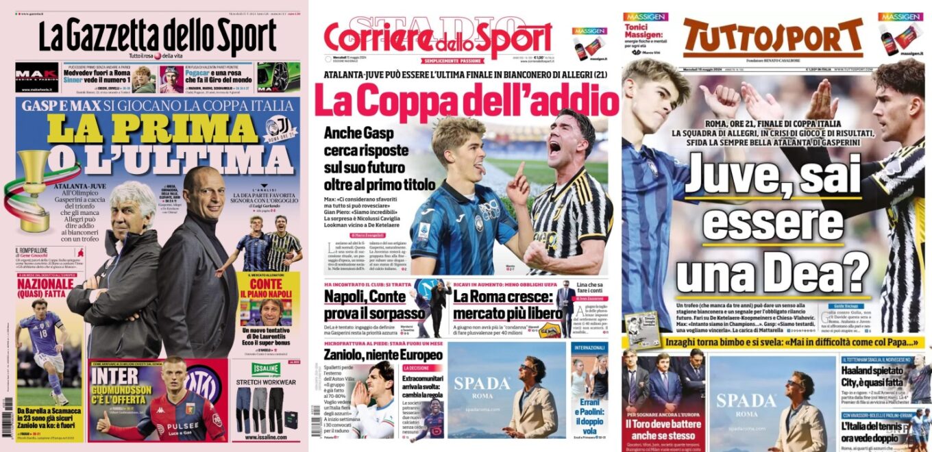 Srodowe Okladki Wloskiej Prasy Sportowej Juve Atalanta Czas Na Final Coppa Italia
